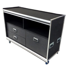 Workstation case with drawers and door