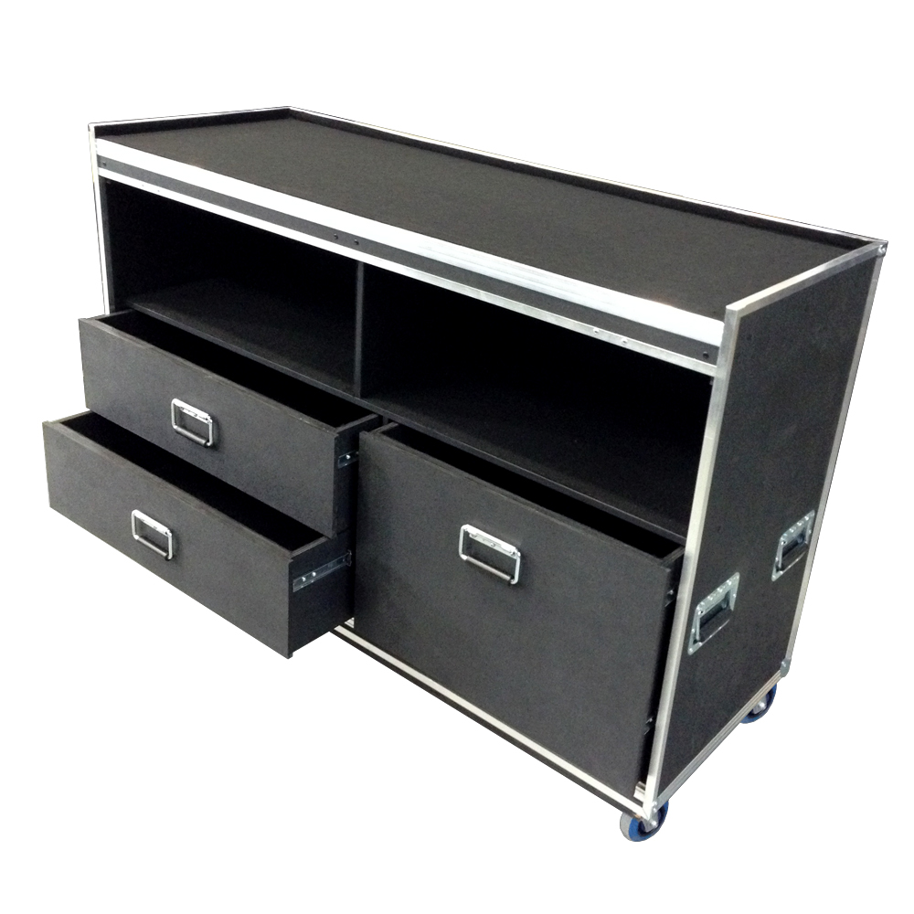 Workstation case with drawers and door