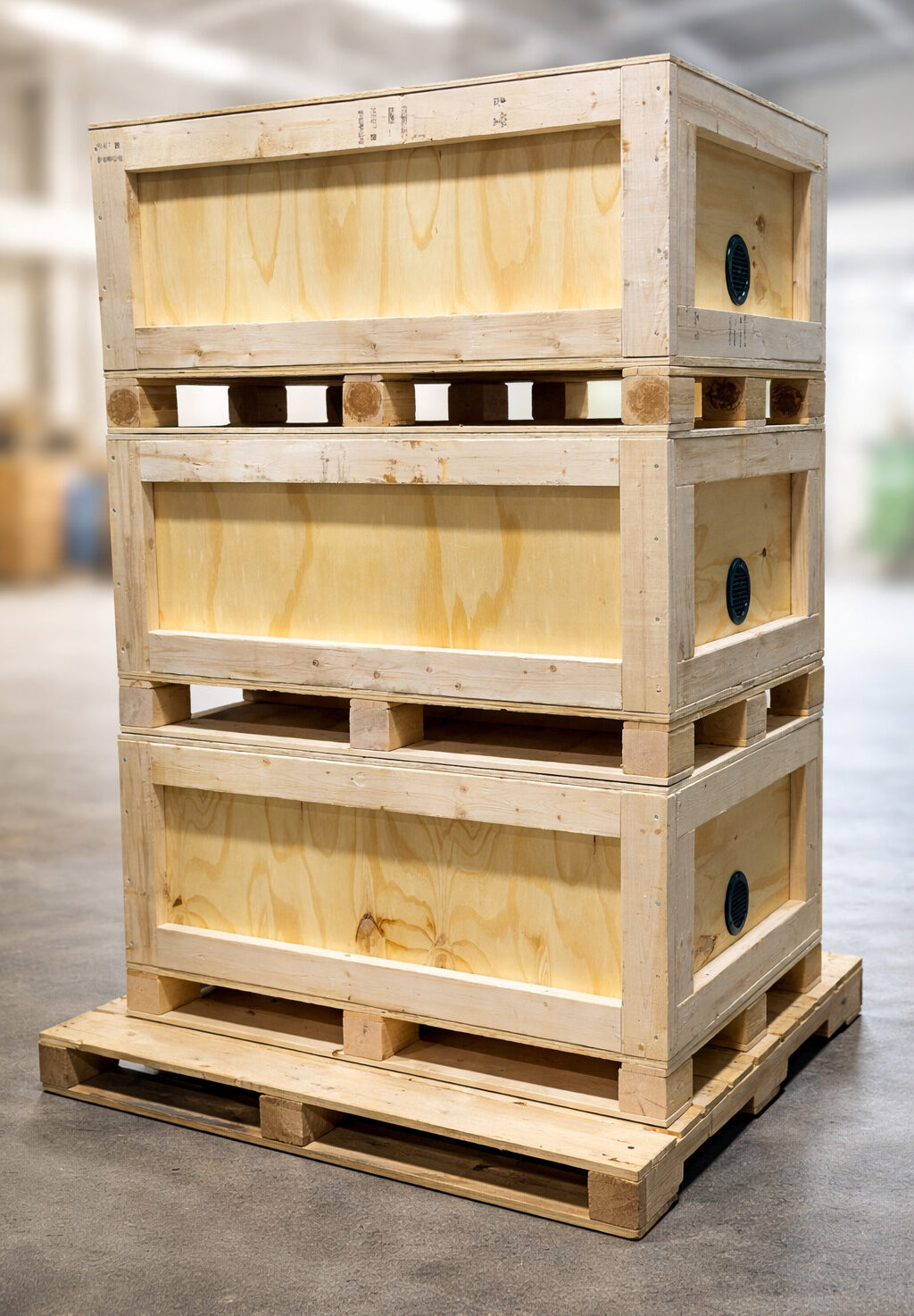 Caisses de transport en contreplaqué brut