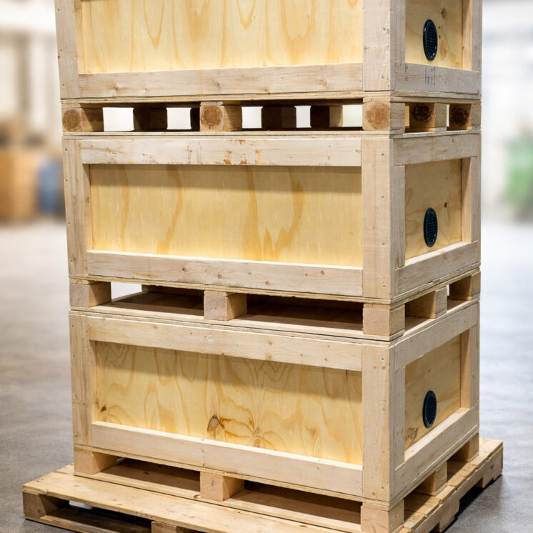 Caisses de transport en contreplaqué brut