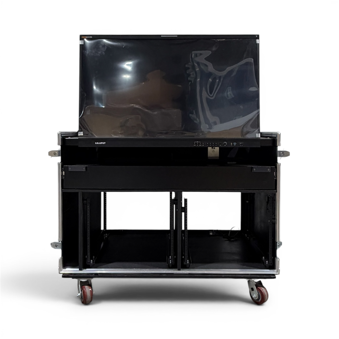 Coffre de transport pour régie vidéo avec aiguilleur Ross TD2S